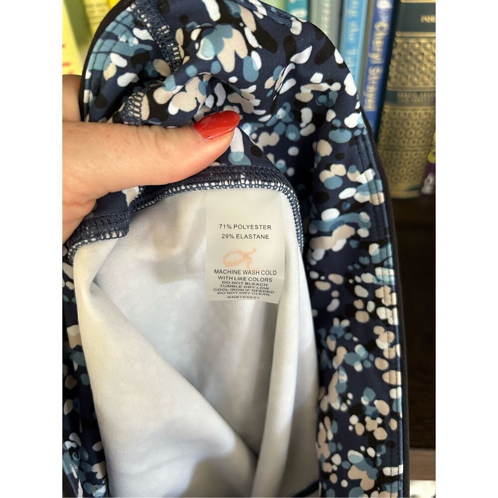 NWOT Calme x Johnny Was Endurance High Waist 7/8 Leggings Blue Speckled Medium - Picture 8 of 8